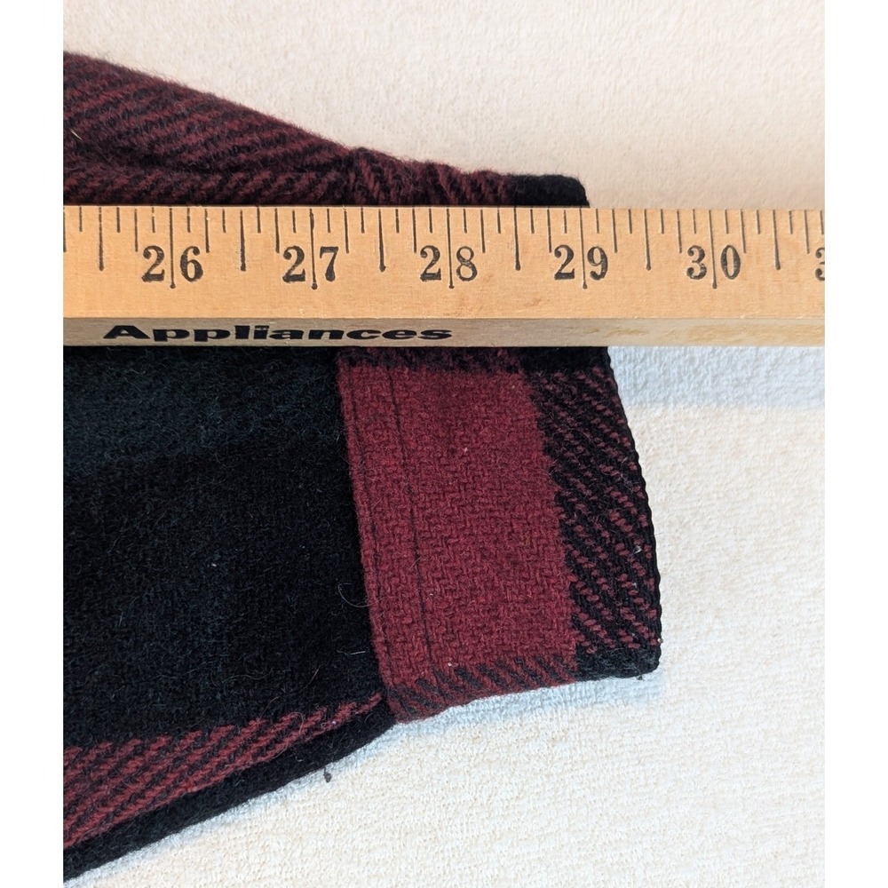 VTG 90's Plaid Wool Work Barn Jacket Red Black Weathervane Long Sleeve Coat L/XL - Picture 9 of 11